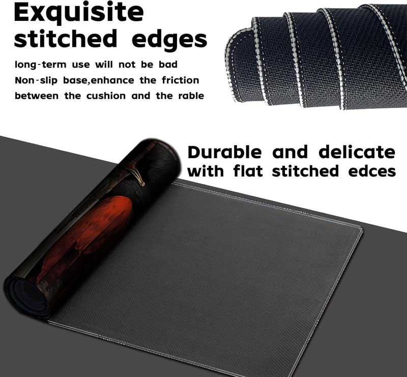 April Space Playmat Board Game MTG Duel Playmat Trading Card 24 x 14in Stitching Edges Compatible for TCG CCG RPG OCG with Card Zones + Including Storage Bags (Cat Swordsman,No Zone) - Image 4